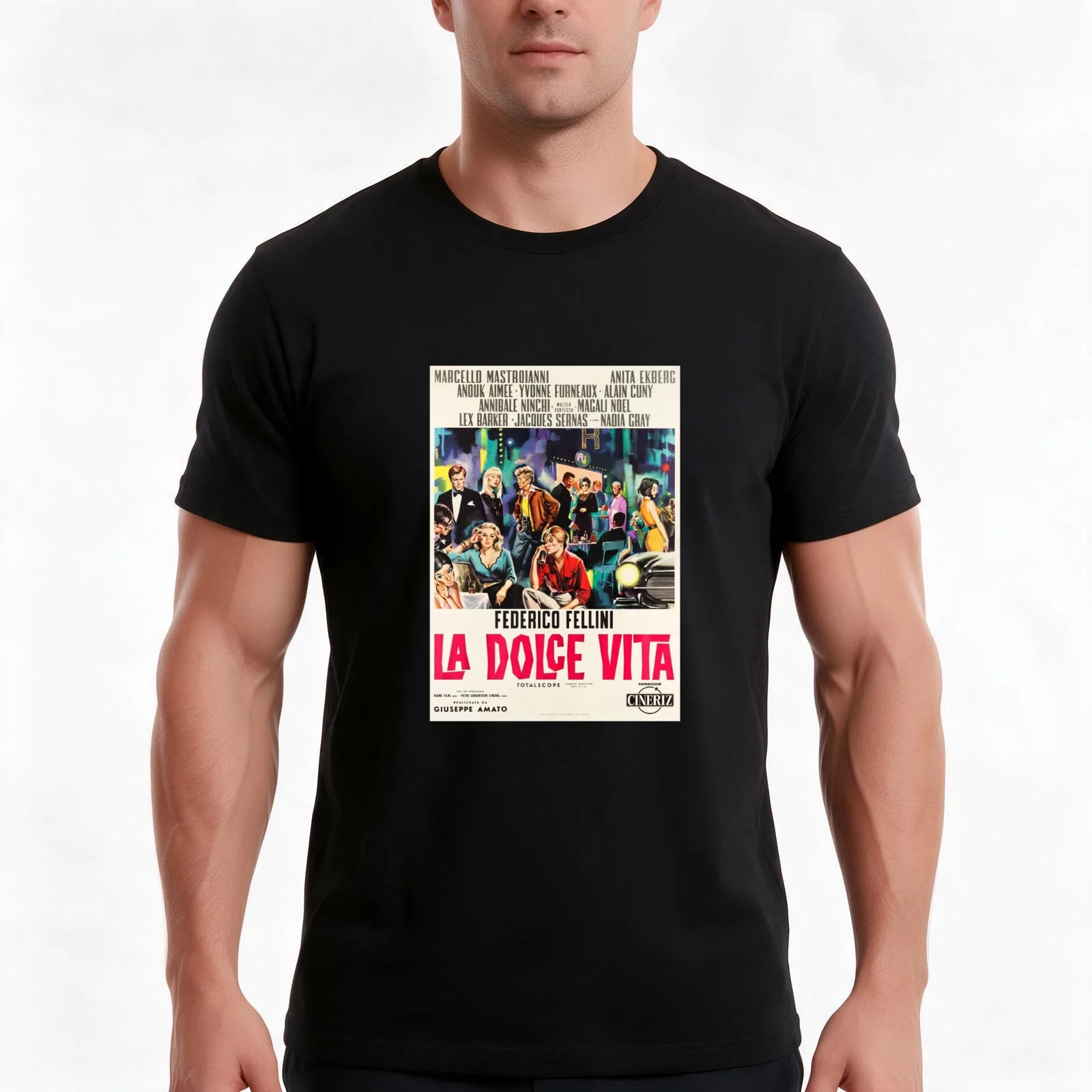 Federico Fellini La Dolce Vita T-Shirt Summer Casual Cotton Tee Oversized Streetwear Tops Vintage Graphic Print 100% Cotton