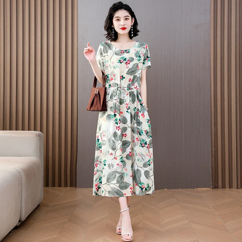 Summer Elegant Dresses Ladies 2023 Slim Short Sleeve Casual Summer Women\'s Dresses Korean Style Vintage Clothes High Quality