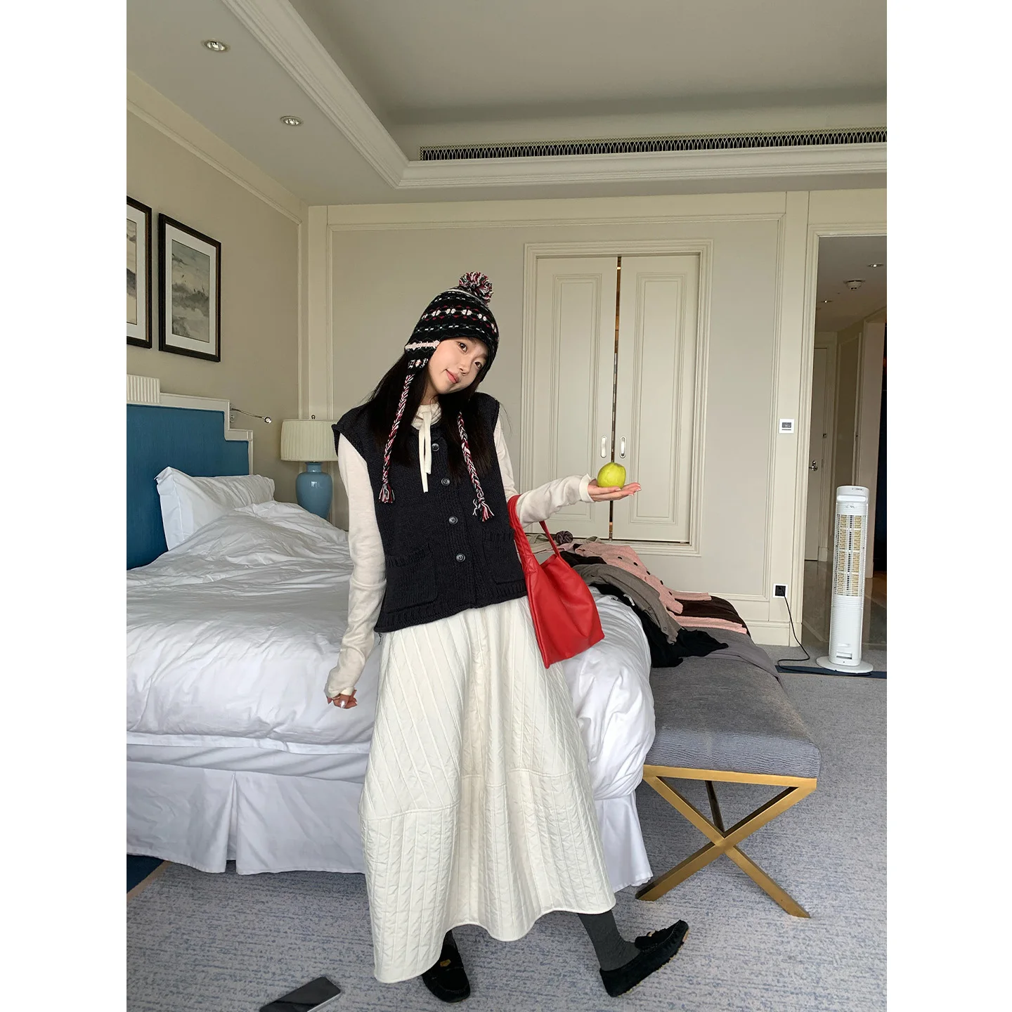 

MultiMath Cotton Knitted Cardigan Outerwear Small Fraance Sle Commute Wind Roll Sve Ladies Jaet round Ne Button