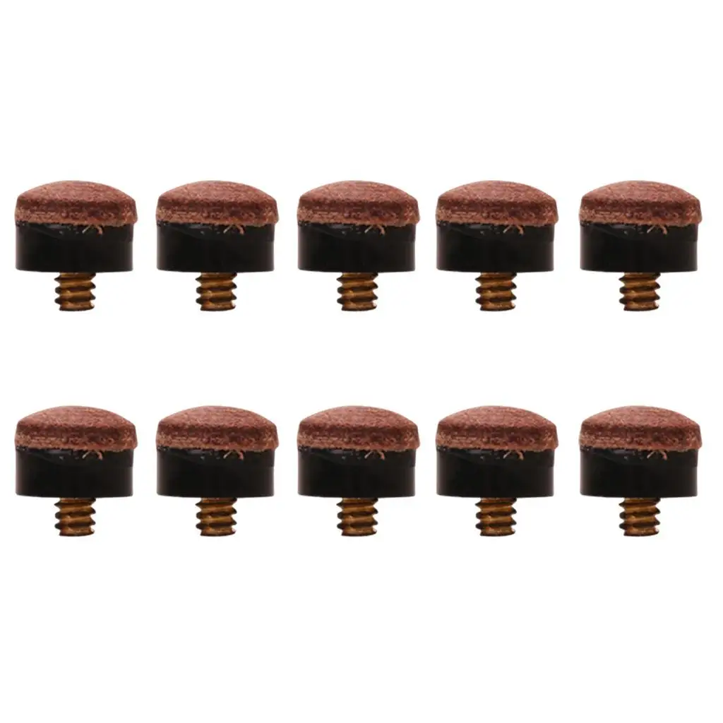 Premium 10 Pieces 12mm Billiards Screw On Replacement Tips for Pool Cue-Hard