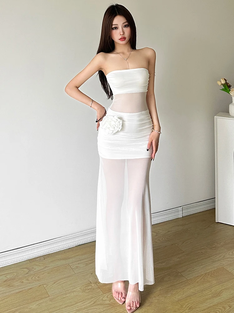 Weird Puss Cloud Mist Thin Veil Cold Sensation Super Fairy Rose Decoration See tough Design Slimming Dr Women's Faion