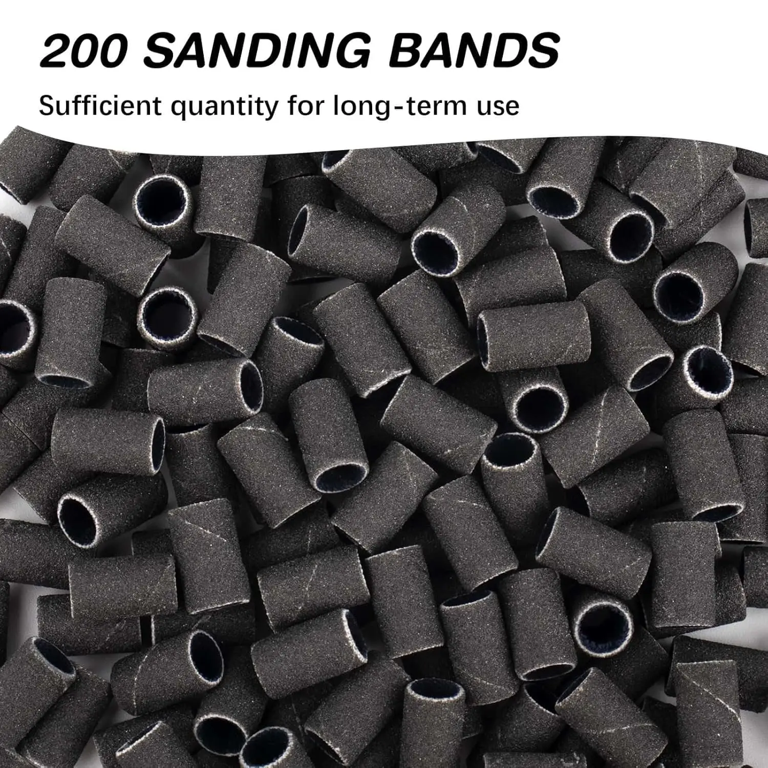 200pcs black nail art Sanding Bands #240 Grits band with 2Pcs Nail Drill Bits holder for Manicures and Pedicure accessories