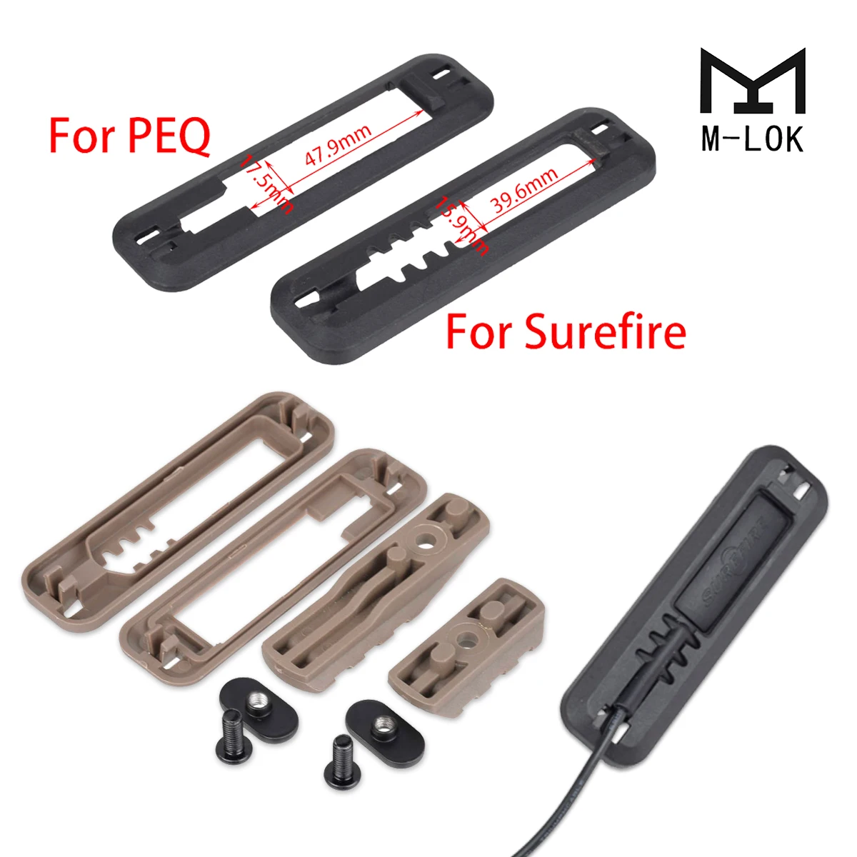 Tactical Weapon 8PCS/SET MOE Rail Tape Switch Mounting Plate Hunting Scout Light Airsoft Accessories For PEQ And Surefire Switch