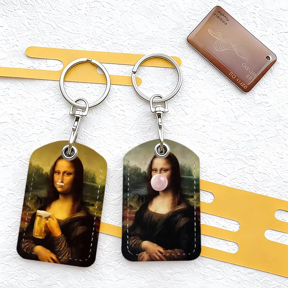 

Арт-винтажные держатели для карт Mona Lisa, анти-потерянные студенческие удостоверения личности, защитные чехлы, чехлы для карт доступа в кампусе, брелок для ключей