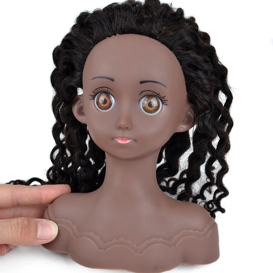 

Afro Mannequin Heads With 100%Real Hair With Adjustable Tripod Hairdressing Dolls Training Head For Practice Styling Braiding