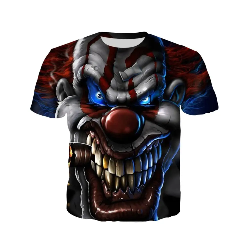 2024 New 3D Digital Printing Clown Character European and American Fashion Men's T-shirt