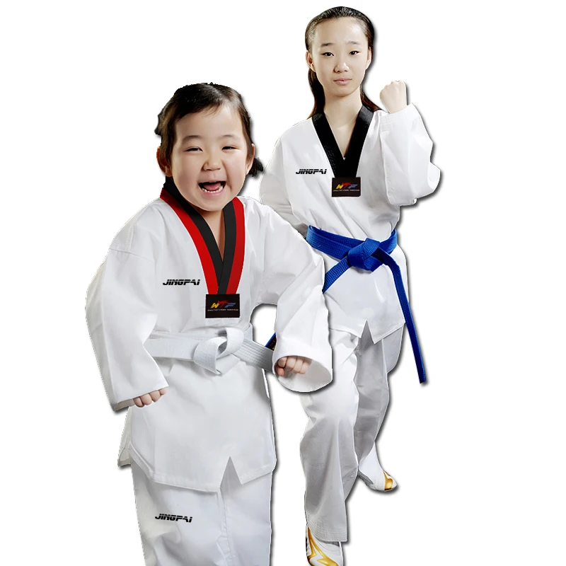 GINGPAI-Conjunto de zapatos de Taekwondo para niños y adultos, conjunto de zapatos de Taekwondo, cinturón, WTF, TKD, Karate, Wushu, uniformes, accesorios deportivos