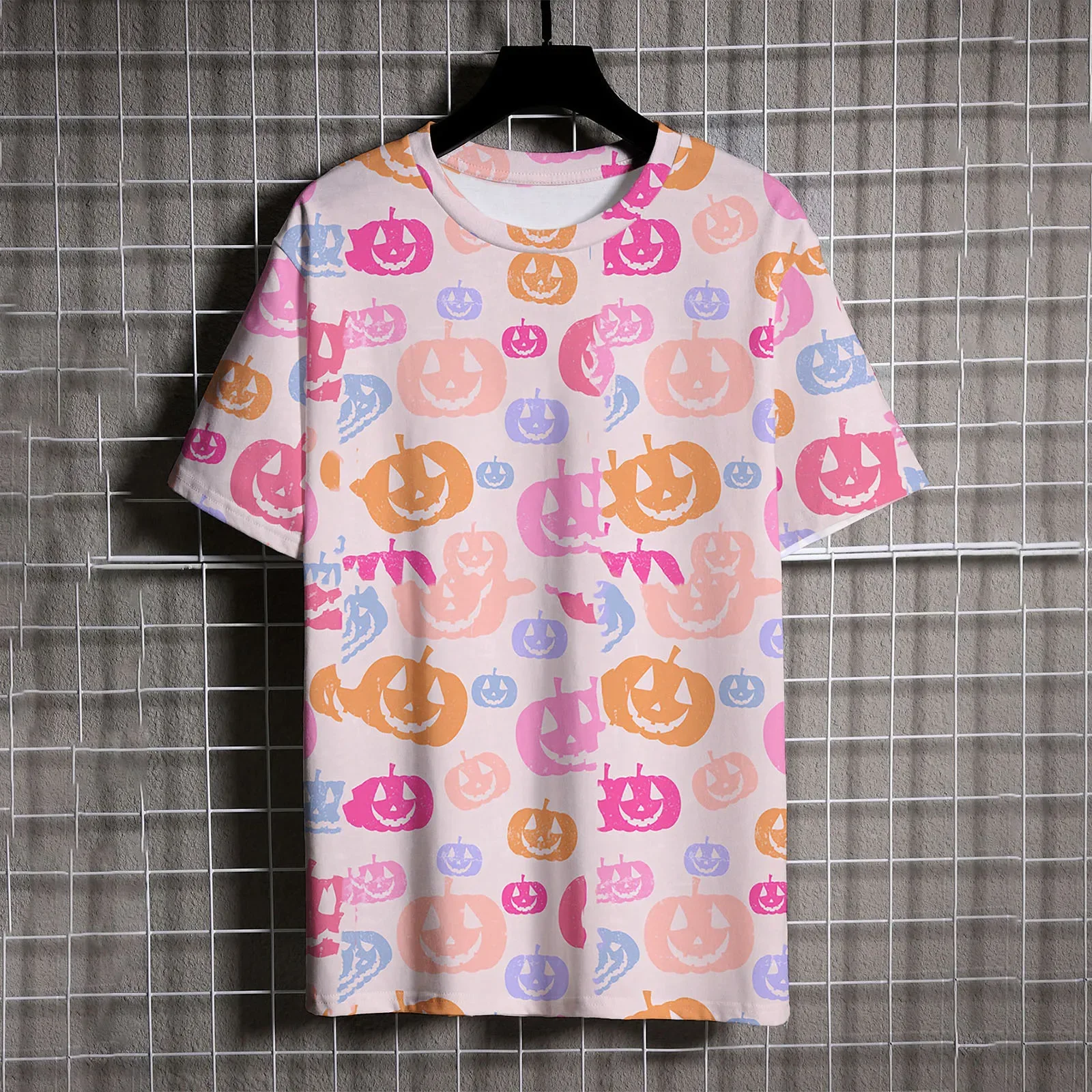 3D Fashionable and Versatile Men y2kT-shirt Cute Pumpkin Imp Print Man Short Halloween Casual Round Neck Tshirt T-shirts for Men