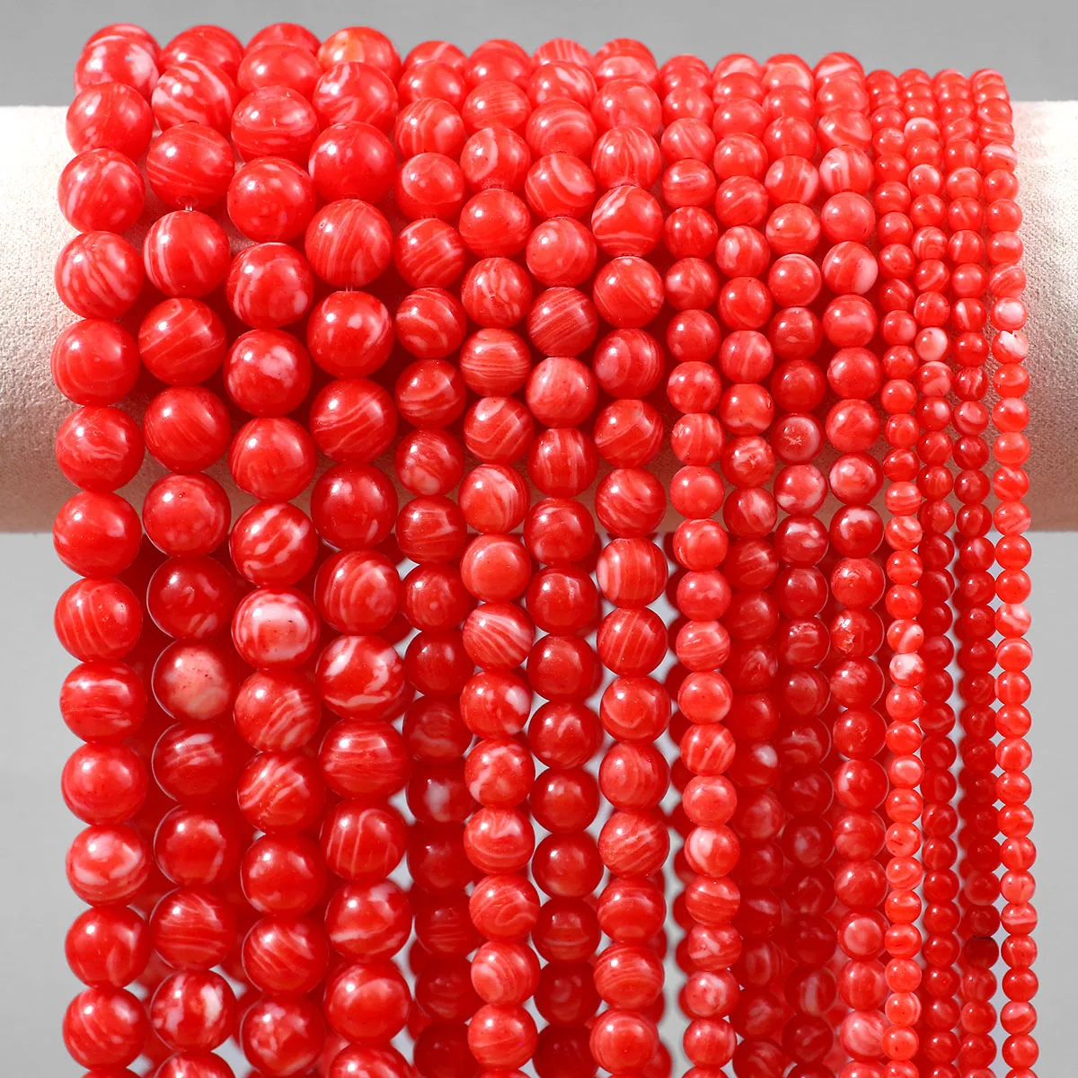4/6/8/10 mm gestreifter, glatter roter Achat, runde Spacer-lose Perlen für die Schmuckherstellung, Perlenarmbänder, DIY-Ohrringe, Zubehör
