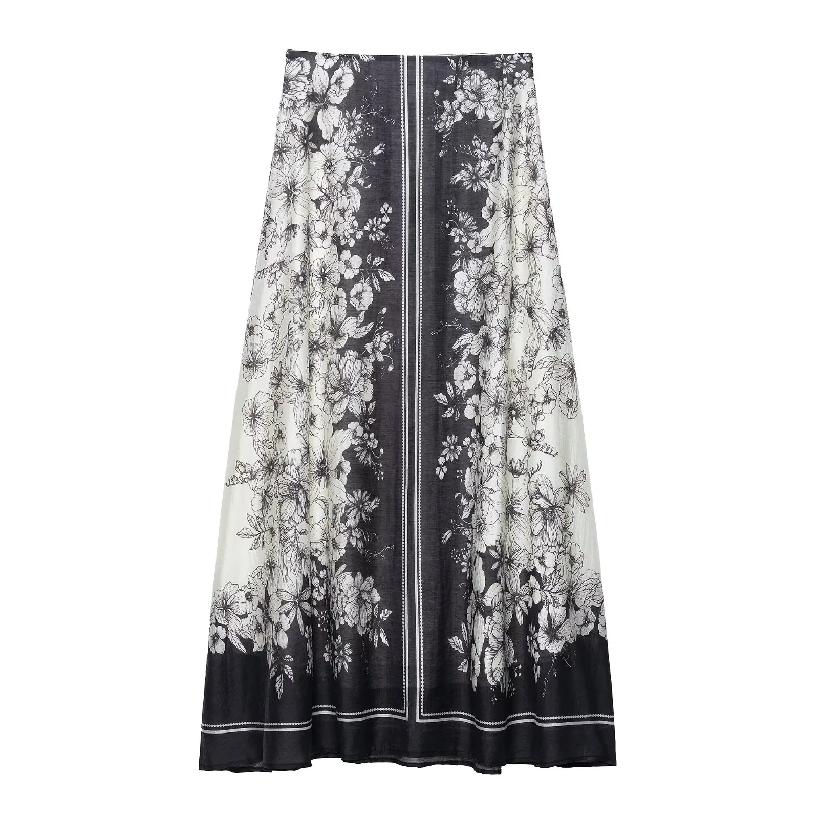 

2025 new summer women's clothing casual fashion comfortable simple printing versatile fluffy long skirt