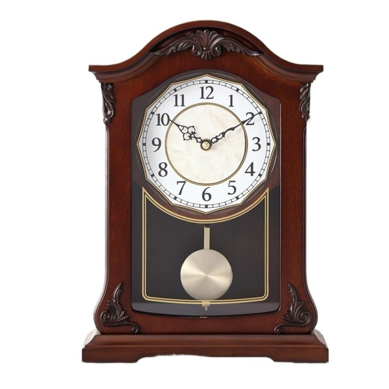 

Living room home solid wood clock silent retro table clock Chinese creative ornament art home decoration