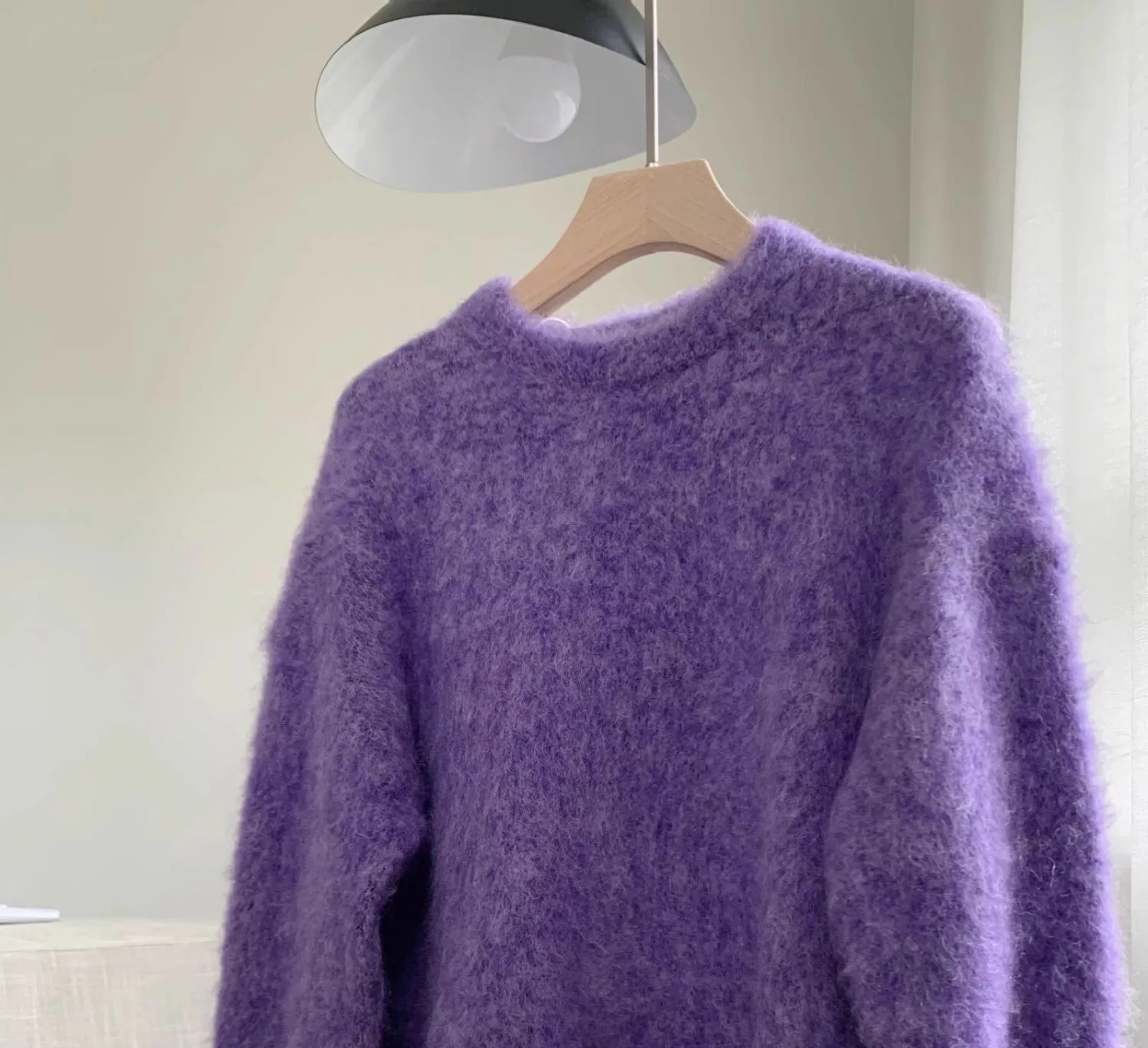 2026 High-grade Solid-color Cotton Autumn and Winter Loose and Thickened Soft Waxy Lazy Wind Knitted Sweater Atmosphere Top