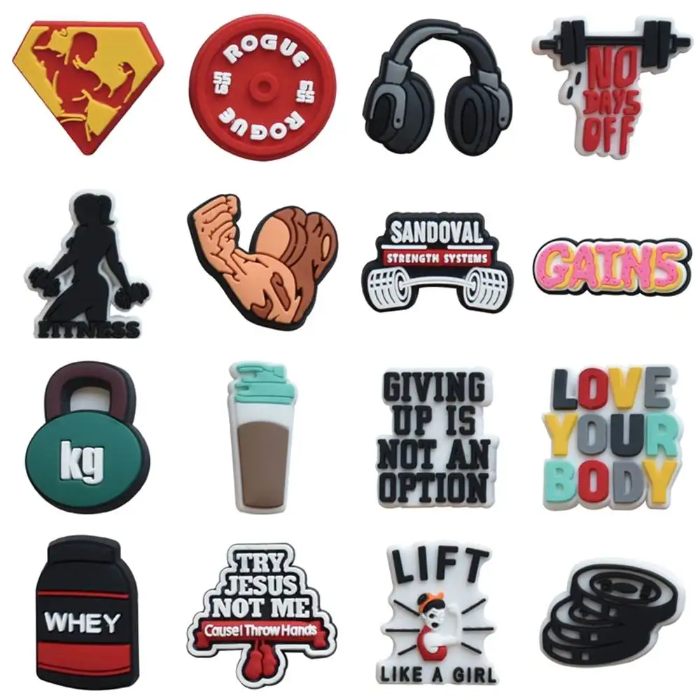 Gorąca sprzedaż 1szt PVC Charms do butów Crocs Akcesoria Fitness Sport Kobiety Sandały Klamra Dzieci Szpilki Mężczyźni Dekoracja Jeans X-mas Gift