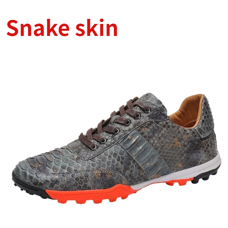 

Colorful Python Skin Casual Shoes for Men Outdoor Sports Wear Resistant Board Shoes Genuine Snake skin Handsewn Breathable Shoes