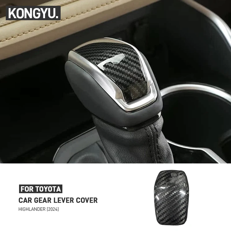 

For Toyota Grand Highlander RAV4 Venza Harrier 20-24 Real Dry Carbon Fiber Car Gear Shift Knob Trim Cover Interior Accessories