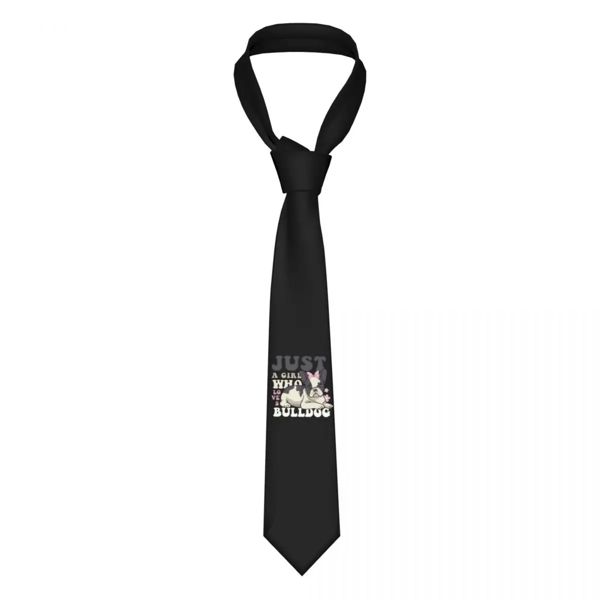 

Just A Girl Who Loves Bulldog Necktie Men Customized Silk Puppy Dog Neck Ties for Office