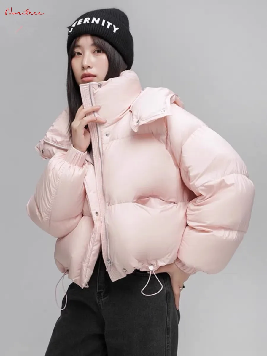 Bread style Thicker Warm Duck Down Coat Winter Fashion Hooded Fluffy Down Parkas Coats Was Thin Oversized Down outerwear wy1837