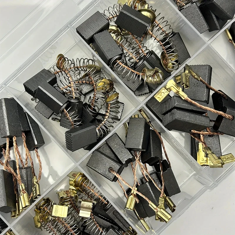 Kit de Peças de Reparo de Motor Duráveis para Furadeiras, Lixadeiras e Esmerilhadeiras - 50 Peças de Escovas de Carvão Reforçadas com Bases Metálicas
