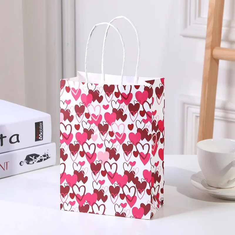 26 sacchetti per confezioni regalo in carta kraft per San Valentino, cuore d'amore rosa, sacchetti per regali di compleanno, bomboniere per feste, bomboniere per gli ospiti