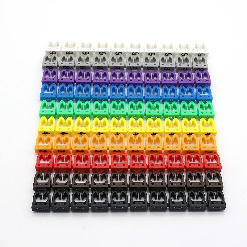 Marqueurs de câbles colorés de Type C, étiquette numéro pour fil de 2-3mm, visible et facile à identifier, 150/100 pièces