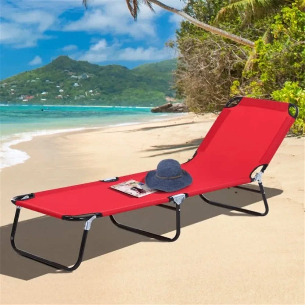 Silla reclinable plegable para playa, soporte de carga, diseño plegable de acero con recubrimiento en polvo impermeable para un fácil transporte sin montaje