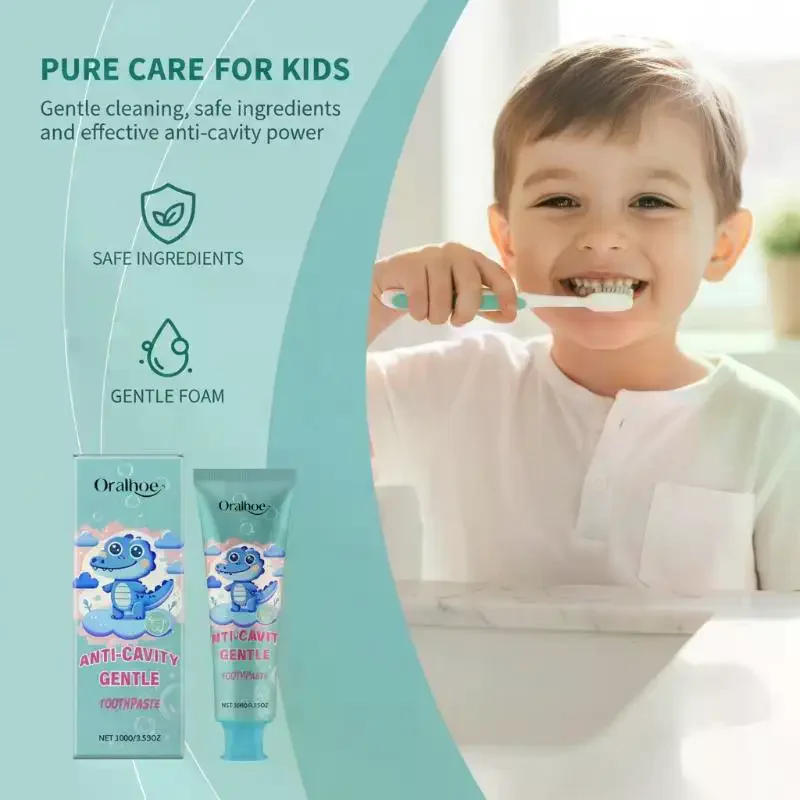 Oralhoe Children's Toothpaste Remove Plaque Yellow Teeth Stain Remover Improve Bad Breath Oral Cleaning Whitening Fresh