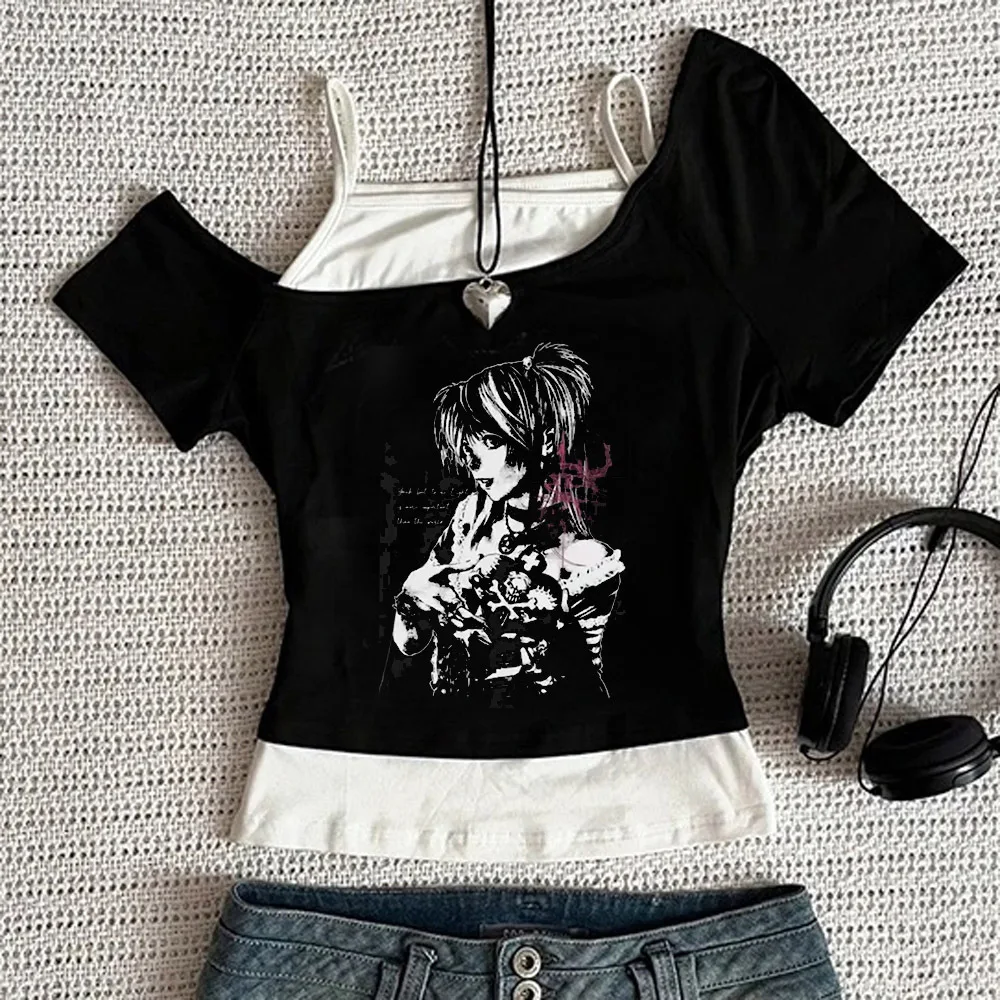 Death Note crop top ladies kawaii korean fashion grunge dollette cutecore top tees graphic harajuku gothic korean fashion