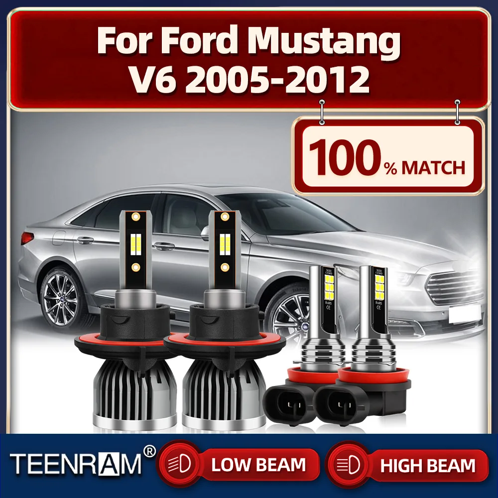 

40000LM Car LED Headlight Bulbs 6000K Fog Lights 12V 24V Auto Headlamps For Ford Mustang V6 2005-2007 2008 2009 2010 2011 2012