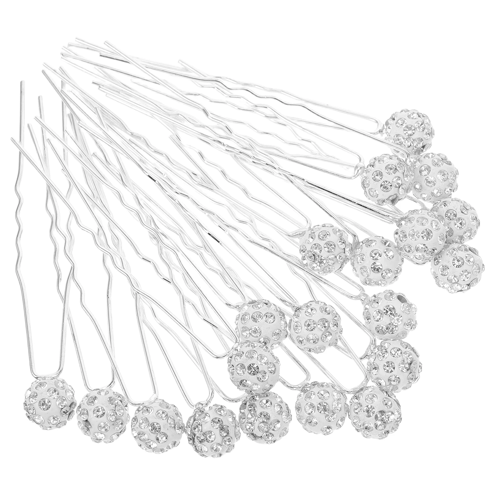 

20pcs Bridal Hair Accessories Elegant Rhinestone Ball Clips U Shaped Metal Pins Secure Hairstyle Bride Hair Fork Wedding