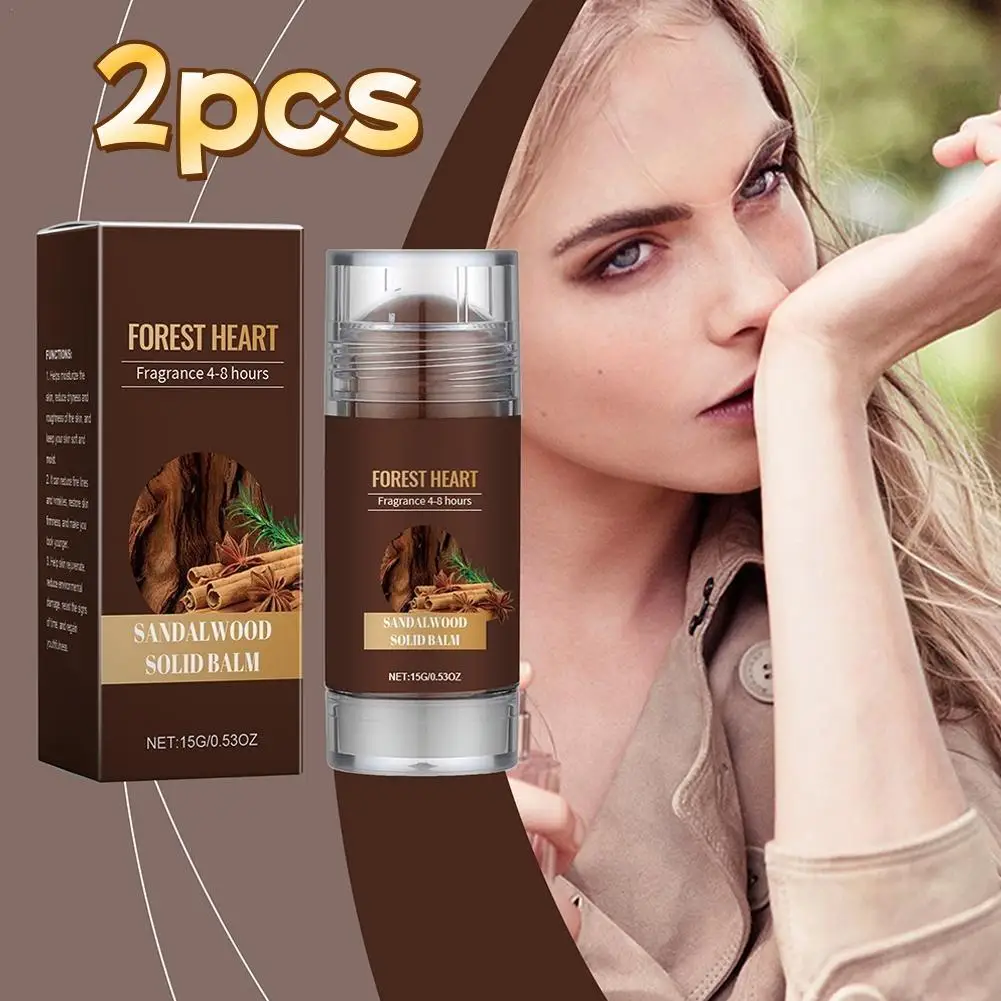 2 Stuks Sandelhout Effen Parfum Voor Mannen Woody Licht Parfum Balsem Langdurige Geur Tonen Geur Remover Deodorant Effen Balsems