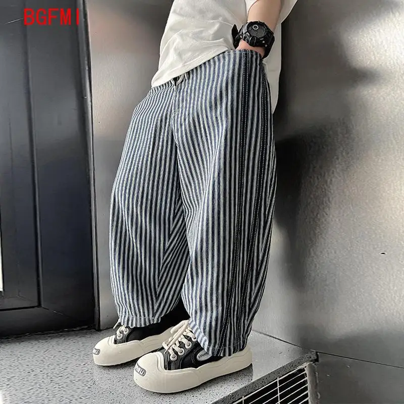 Children's Breathable Spring and Summer Thin Mosquito Pants Elastic Waist Teen Boys Striped Pants Kids Casual Loose Trousers - Image 4