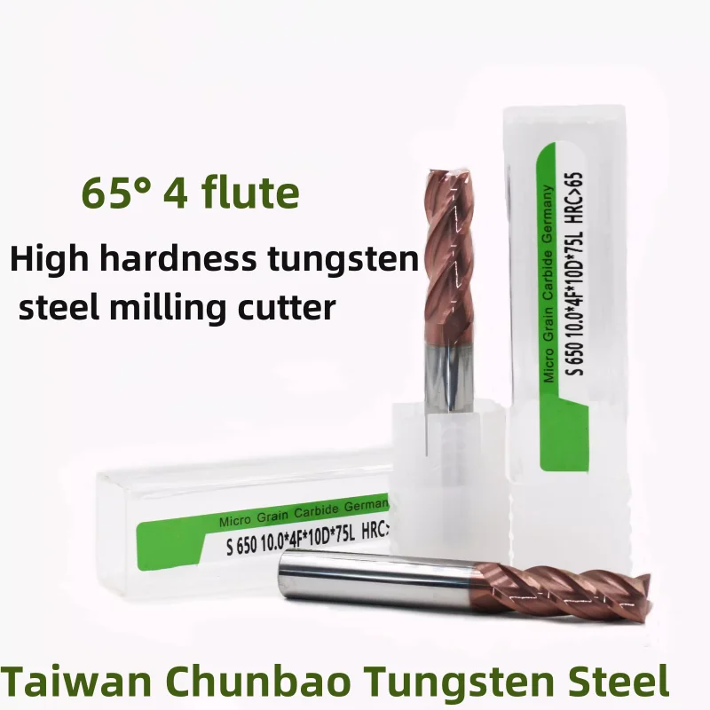 HRC65 Taiwan Ultrafine Particle Tungsten Carbide Milling Cutter 4 Flute Coated Endmill 1.5x4x4.5x50 6x6x25x75 12x12x48x100