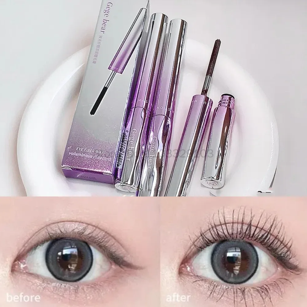 Mascara per ciglia impermeabile Trucco Fibra di seta Nero Marrone Mascara senza sbavature Estensione ciglia Allungamento spesso Ciglia cosmetiche