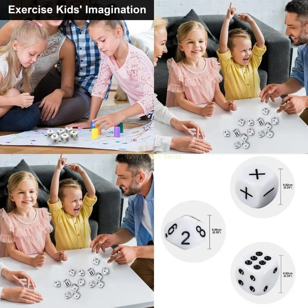 

M5TC 16mm Dices Board Game Props Educational Dices Kids Round Cornered Digital Dices