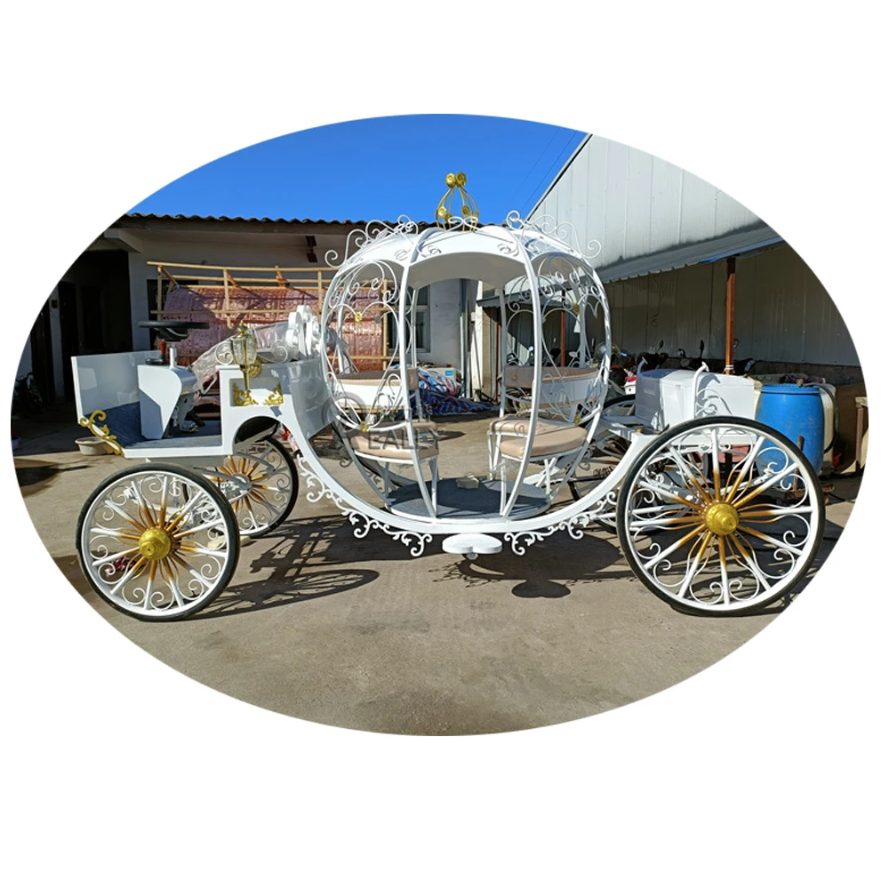 Cavalo riquixá tipo real triciclo elétrico móvel fora carrinho prinss cinderela abóbora carro de luxo assento fileira dupla