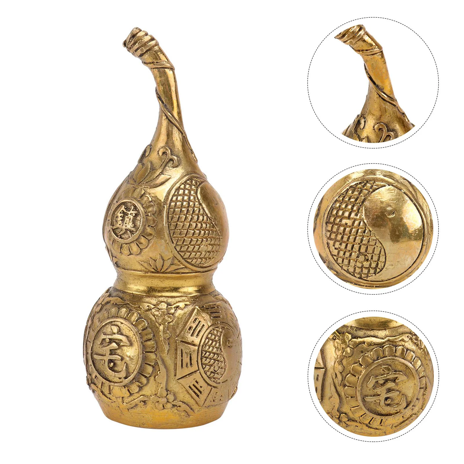 

Copper Gourd Ornaments Plant Desktop Decor Sculpture Blessing Craft Brass Shape Creative