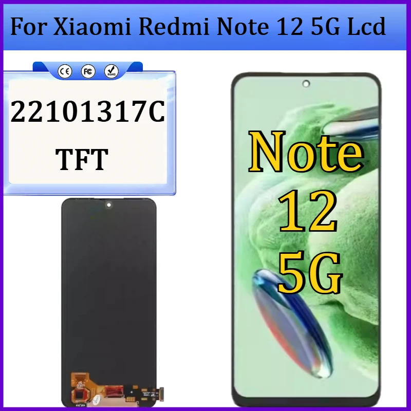 

Новый TFT-дисплей для Xiaomi Redmi Note 12 5G, ЖК-экран 22101317C с тачскрином и рамкой для Redmi Note 12 5G LCD