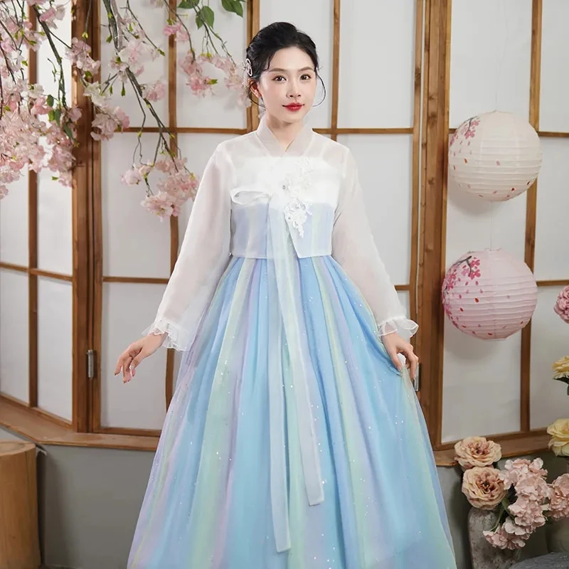 فستان على طراز الهانبوك لعام 2025 زي كوري تقليدي ملابس تصوير الهانبوك ملابس مهرجان عتيقة بدلة نسائية للرقص الهانبوك