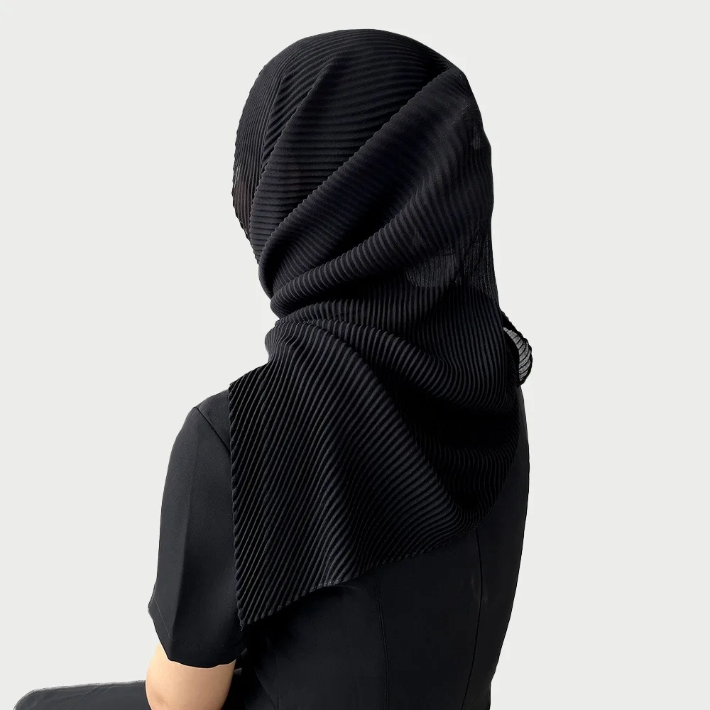 

Эластичный мягкий шифоновый шарф для волос, повязка для волос, тонкая однотонная бандана с ромбами, элегантный плиссированный шелковый шарф для девочек