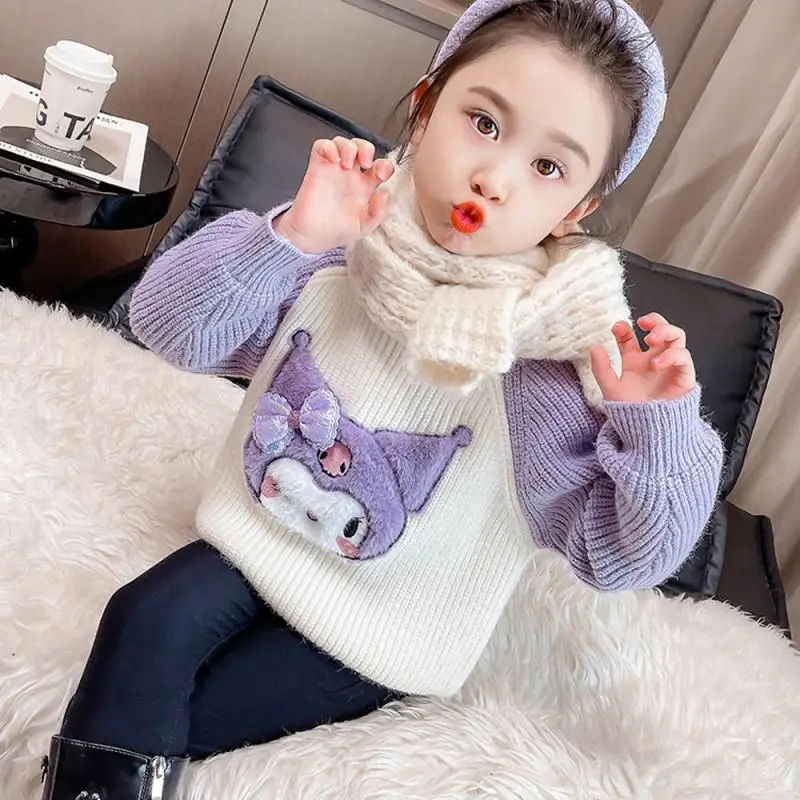 

Sanrio My Melody плюшевый свитер Аниме Фигурка осень-зима утолщенный Детский свитер для маленьких девочек мягкий удобный