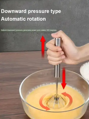 Stainless Steel Egg Beater Durable Semi-Automatic Mixer for Effortless Egg Cream Mixing Stirring and Beating for Kitchen Baking