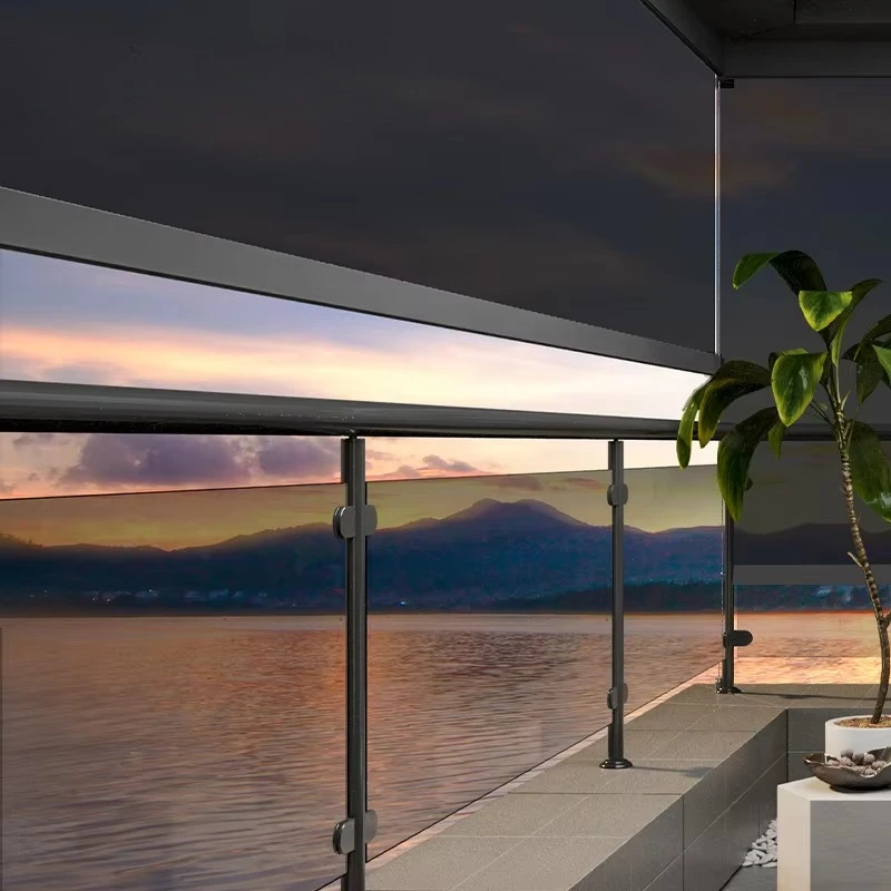 ستارة مقاومة للرياح، ستائر كهربائية مقاومة للماء للاستخدام الخارجي، شرفة غازيبو، عريشة خارجية من الألومنيوم، بمحركات خارجية