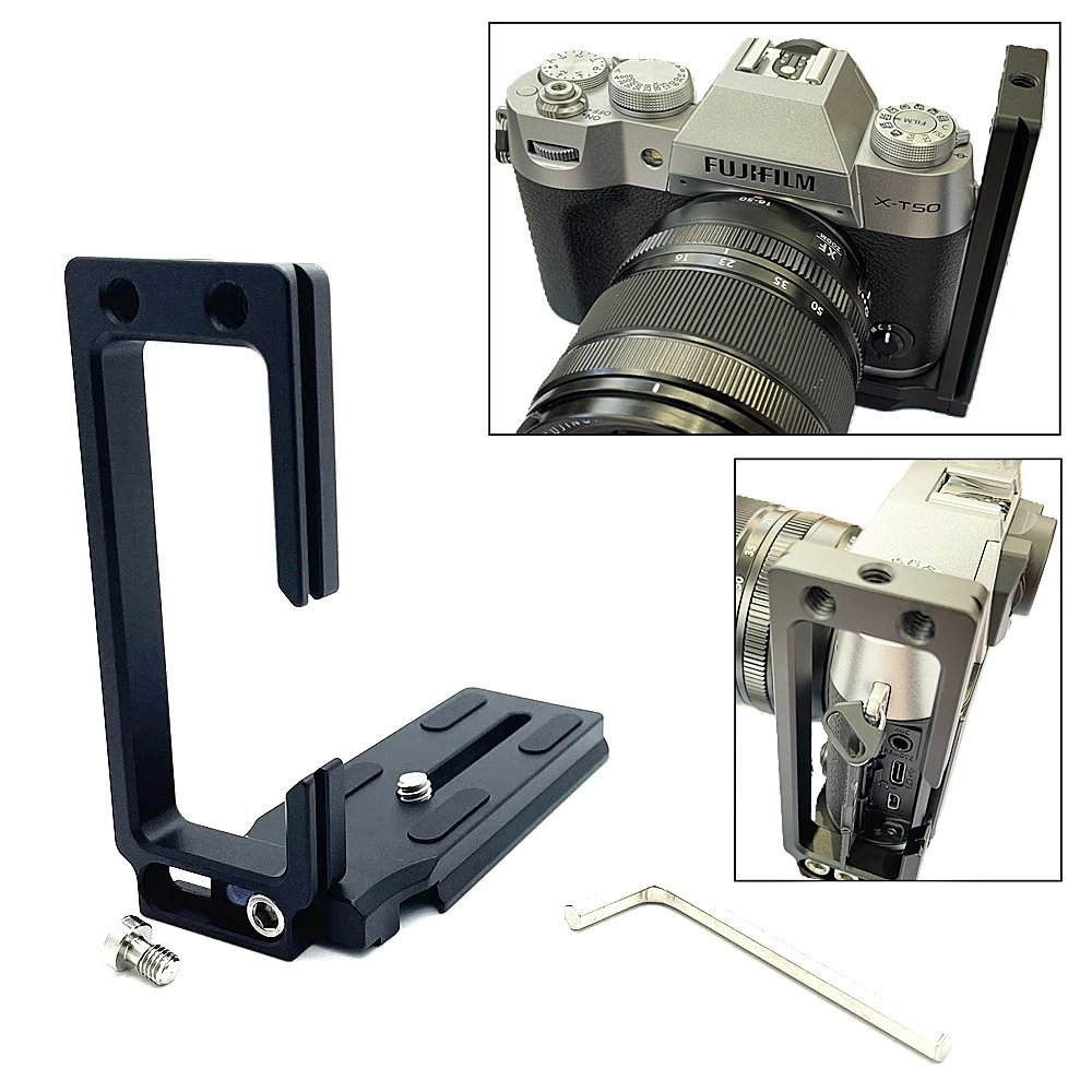 XT50 Cable Lock Quick L Plate Tripod Holder for Fujifilm X-T50 Fuji XT50 Mirrorless Camera  Live Streaming Tethered Shooting