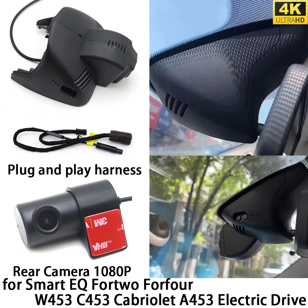 Cámara de Video DVR 4K para Smart EQ Fortwo Forfour W453 C453 Cabriolet A453, con Conexión Wifi, Grabación Delantera y Trasera, OEM