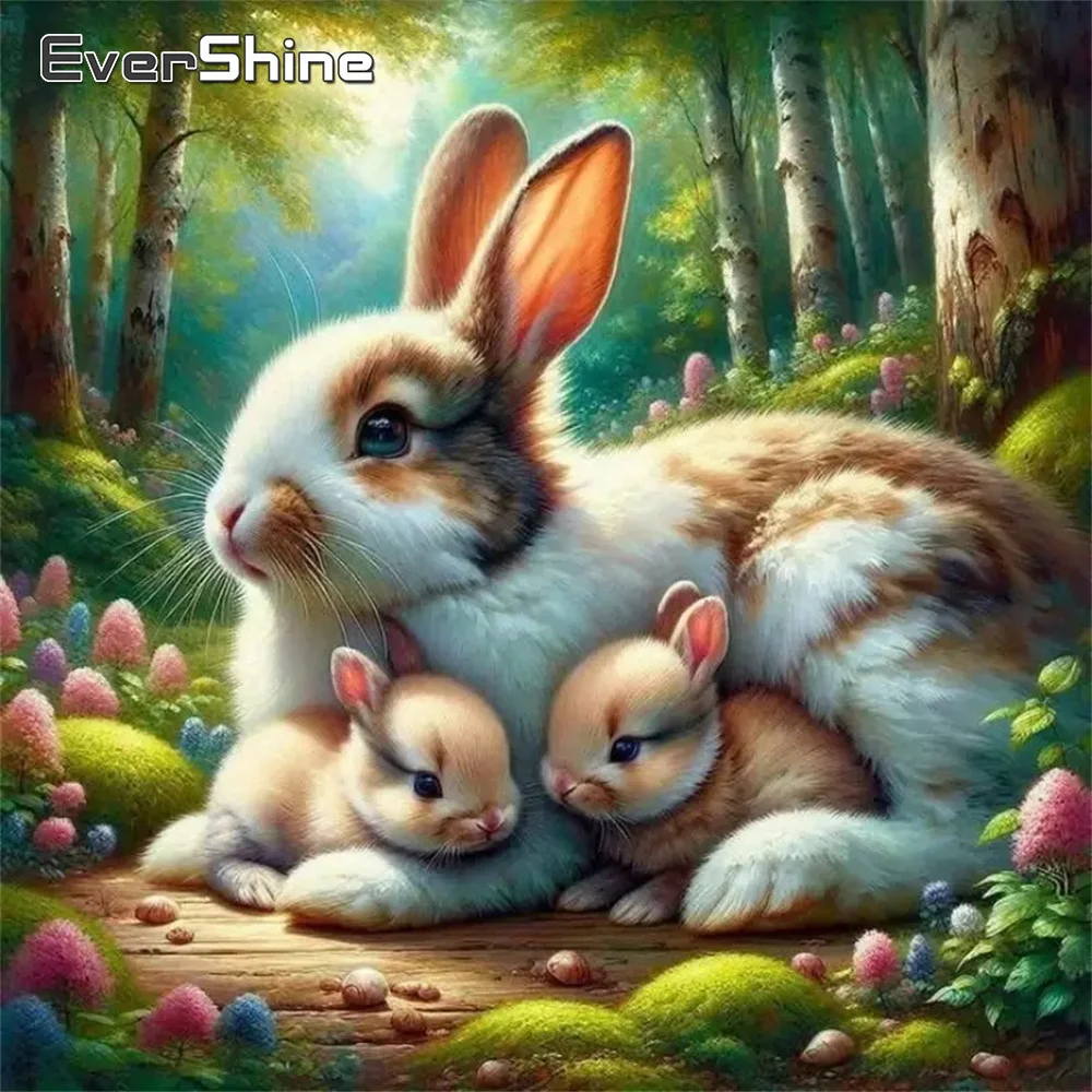 Evershine DIY Diamant Malerei Kaninchen Tier DIY Kreuzstich Kits Stickerei Cartoon Geeignet für Anfänger Mosaik Handwerk