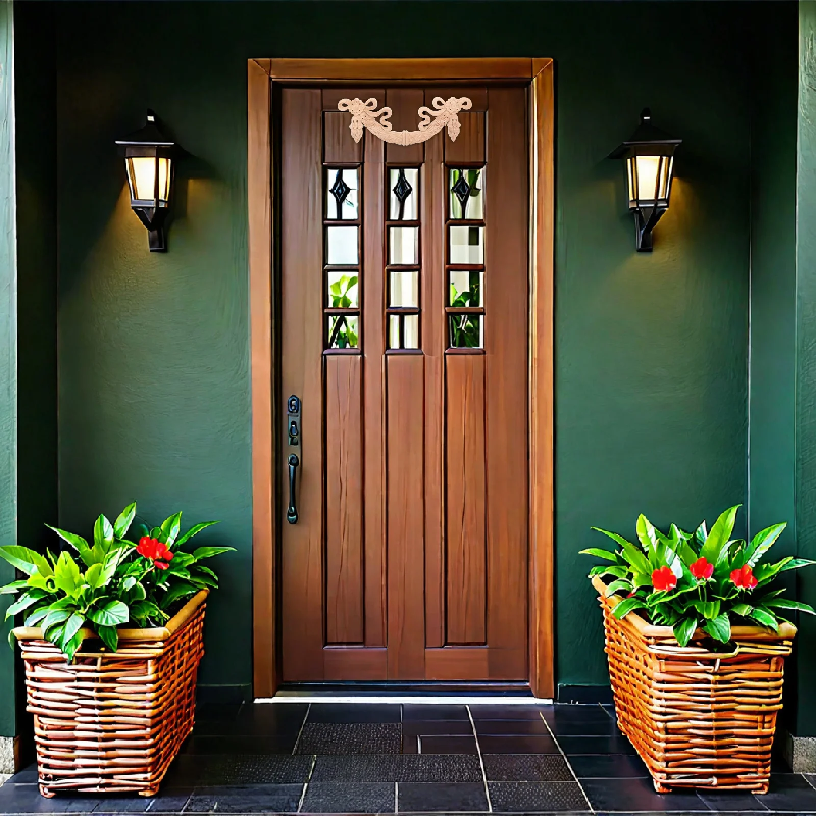 

2pcs Wood Carved Applique Onlays 32X10Cm European Style Decorative Trim For Furniture Door Cabinet Moulding Solid Flower Pattern