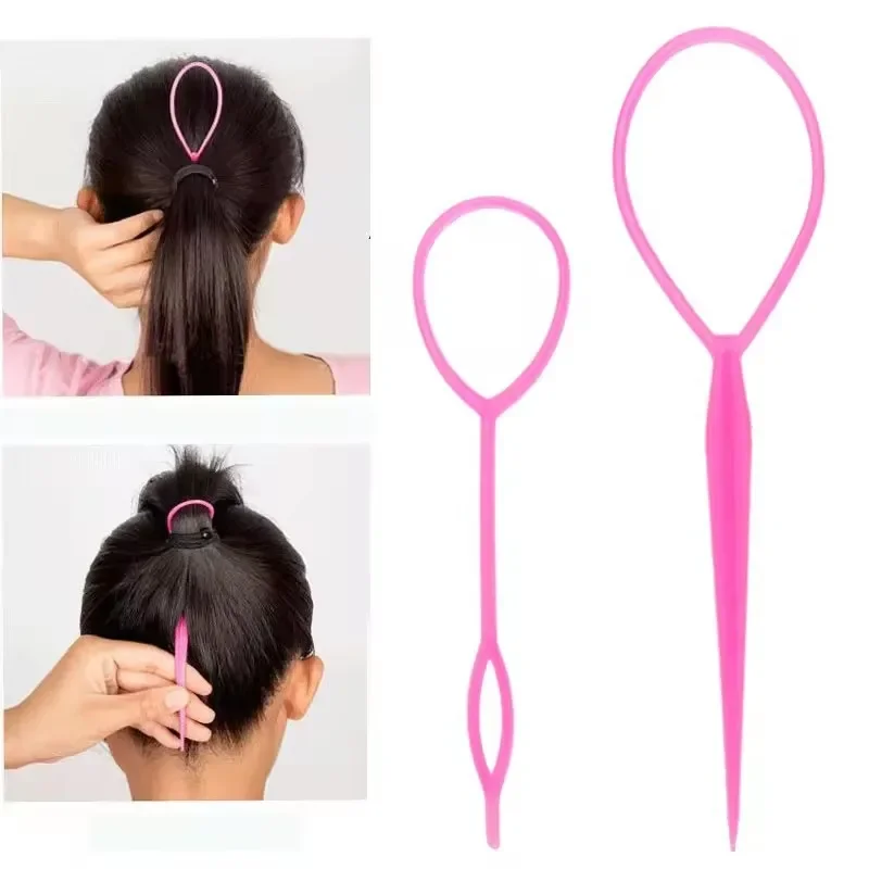 3/4Pieces Pink Hair Styling Set Rubber Band Cutter Mouse Tail Comb Hair Styling Tools Hair Braid Accessories Ponytail Maker Kits