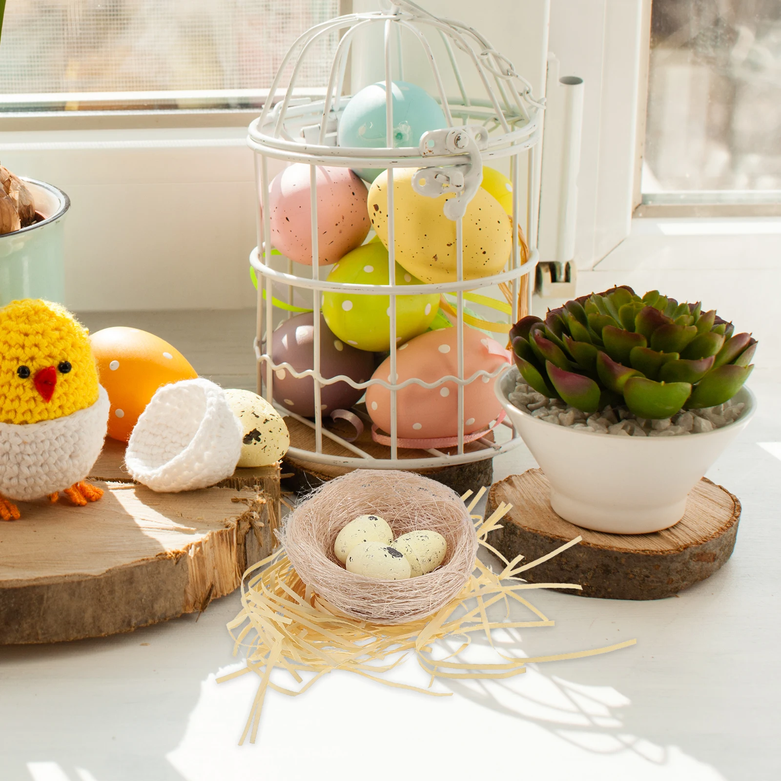 

Mini Duck Figures Simulated Eggs Nests Tree Diy Decor Crafts Reusable Festive Home Decoration Mini Set Bird'S Nest