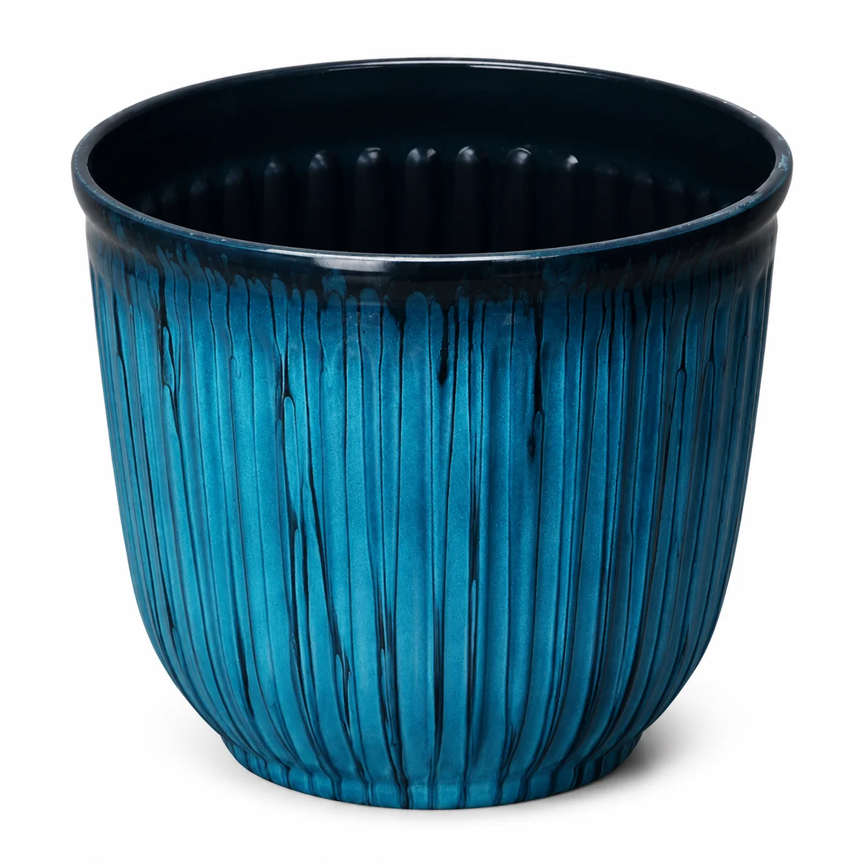 Kamala Round Planter, 10.7 in X 9.7 in Aqua Recycled Polypropylene Resin Flower Pot Modern Decorative Indoor‑Outdoor Plant Container for Garden Patio Home Decor