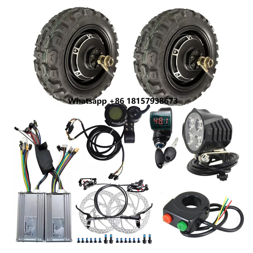 

90/55-6 10 11 Inch 60V 72V 3000W Brushless Disc Brake Electric DIY Dual Scooter Hub Motor Conversion Kit